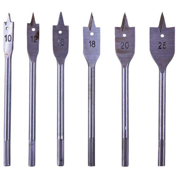 6 Piece metric flat wood bit set