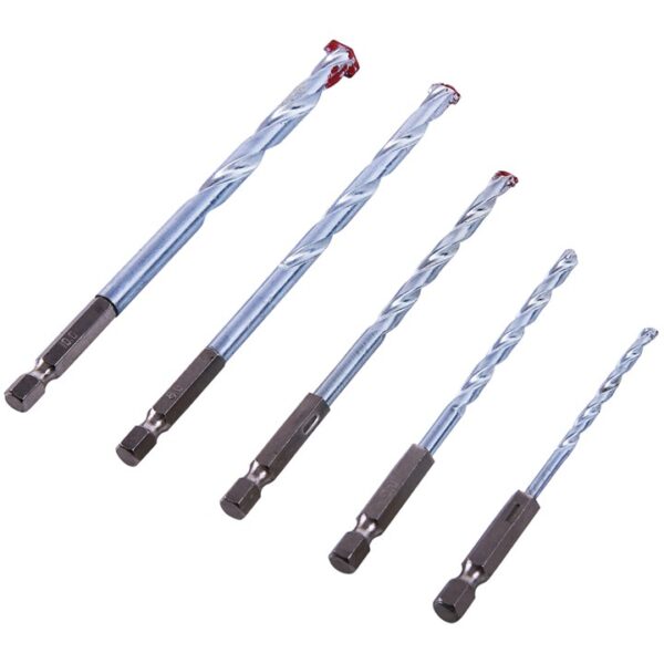 5 Piece hex shank masonry drill bit set