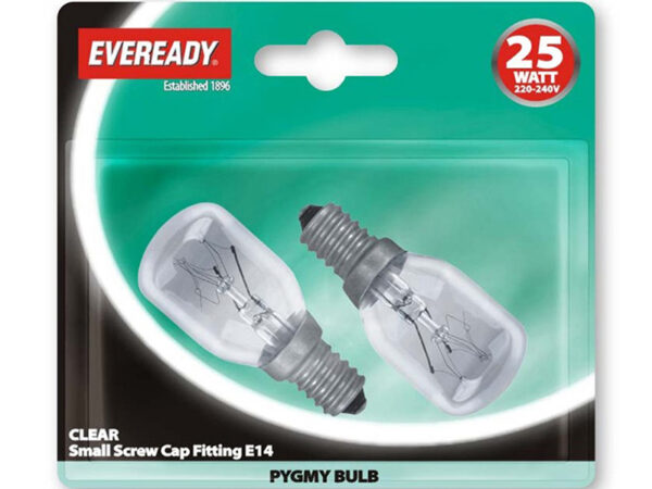 S1064 Clear Pygmy 25W Small Edison Screw x 2 Blistered