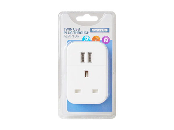 Twin USB Charging Port Power Adaptor Plug Through 2100mAh