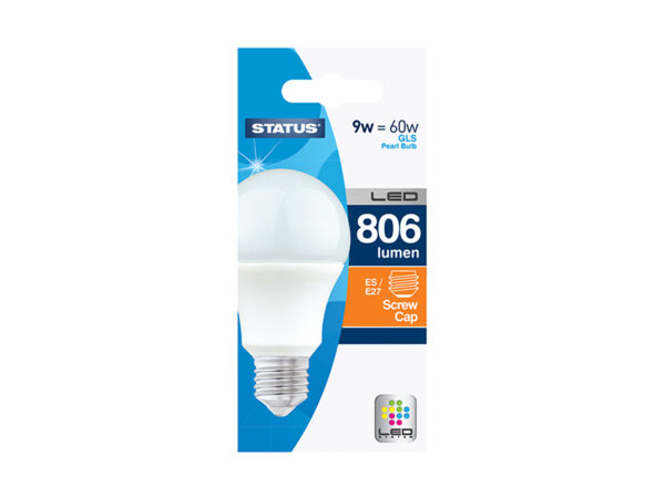 A60 GLS LED 8.5W Pearl Edison Screw Warm White Boxed