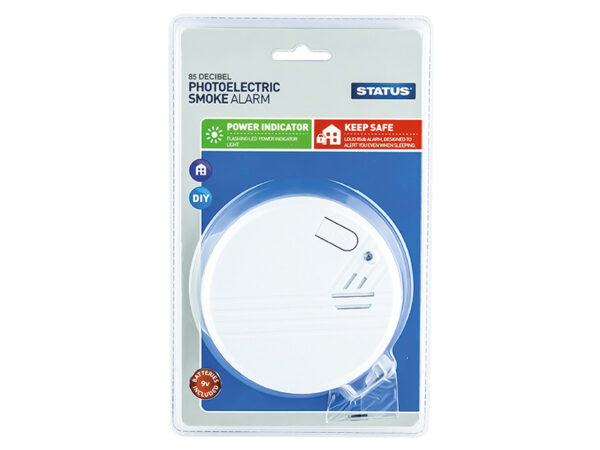 Photoelectric Smoke Alarm 9V White