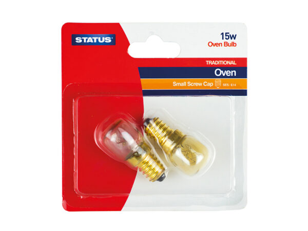 Oven Bulb 15W Small Edison Screw 300 Degree Clear Twin Pack