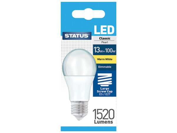 Dimmable LED GLS 13W 1520Lumen Edison Screw Pearl W.White