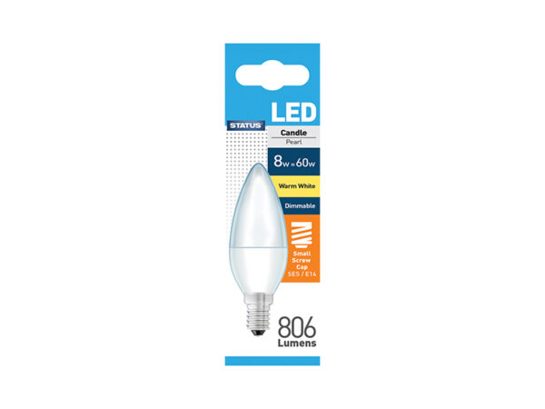 Dimmable LED Candle 7.5W 806 Lumen Small Edison Screw Pearl Warm White