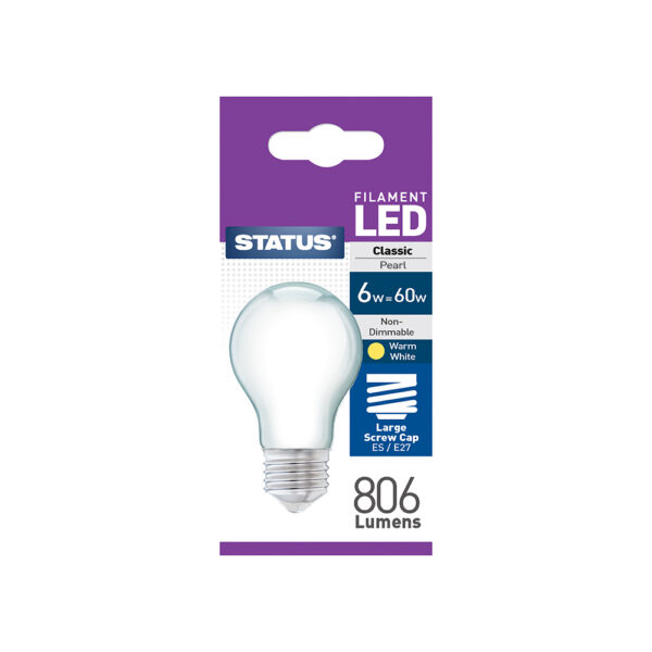 GLS Filament LED 6W Edison Screw Pearl Boxed