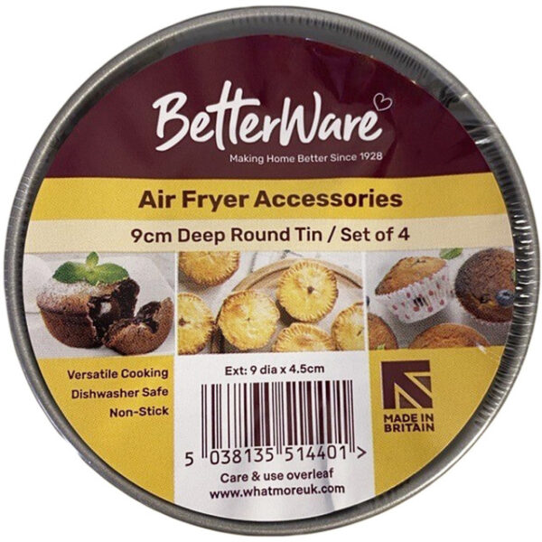 Betterware Air Fry 9cm Deep Round Tin 4 Pack