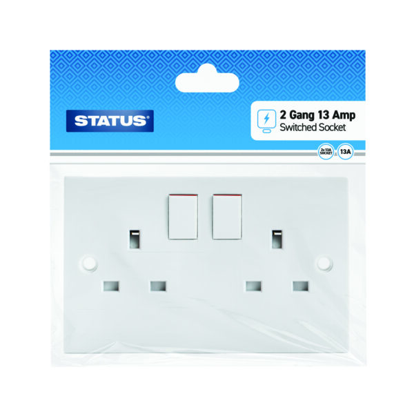 Switched Wall Socket 2 Gang 13 Amp